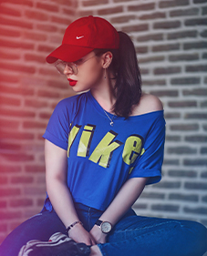 girl with cap on her head